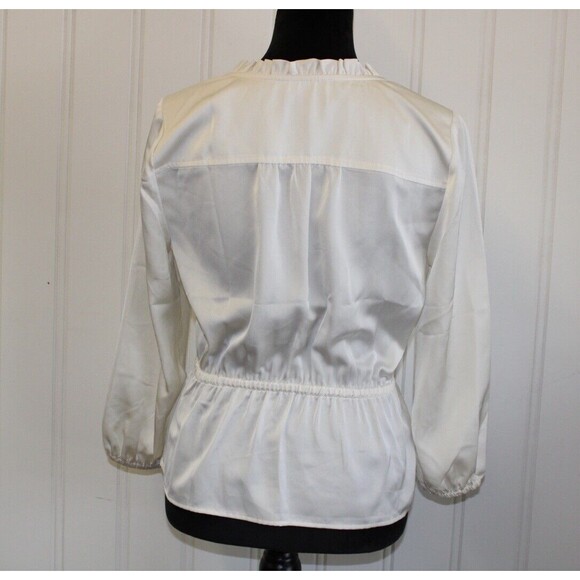 J.Crew Off White Satin Crepe Peplum Hem Blouse Size‎ 2 - Picture 4 of 10